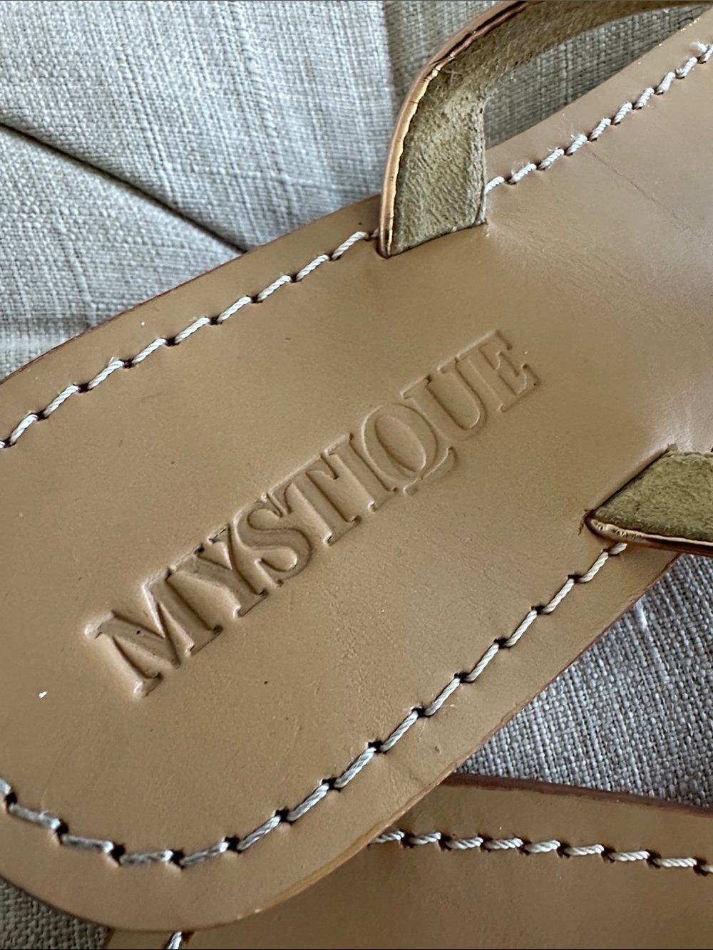 Mystique Tan Jeweled Thong Sandals - Picture 3 of 9
